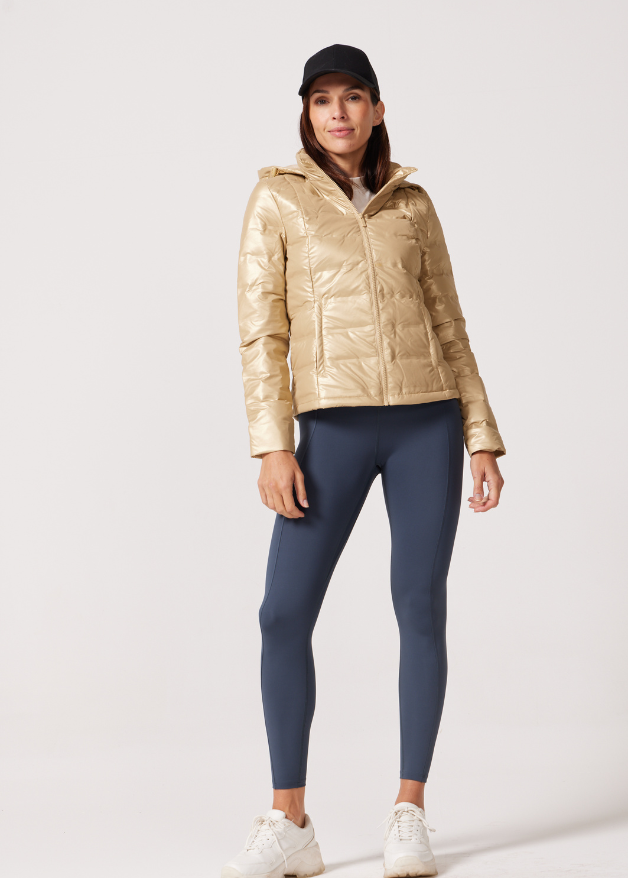 Gold shimmer duck down puffer jacket