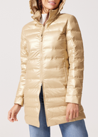 gold shimmer look duck down puffer coat